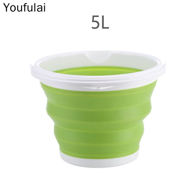 5c Bucket 10L/5L/3L Folding Water Bucket Collapsible Buckets Camping Outdoor Foldable Bucket Fishing Pot Durable Folding Bucket: 10L Green