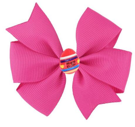 60pcs/ 3.5" Easter Day Eggs Hair Bows for Girls Solid Ribbon Easter Eggs Bowknot Hair Clip Kids Hairgrips Hair Accessories