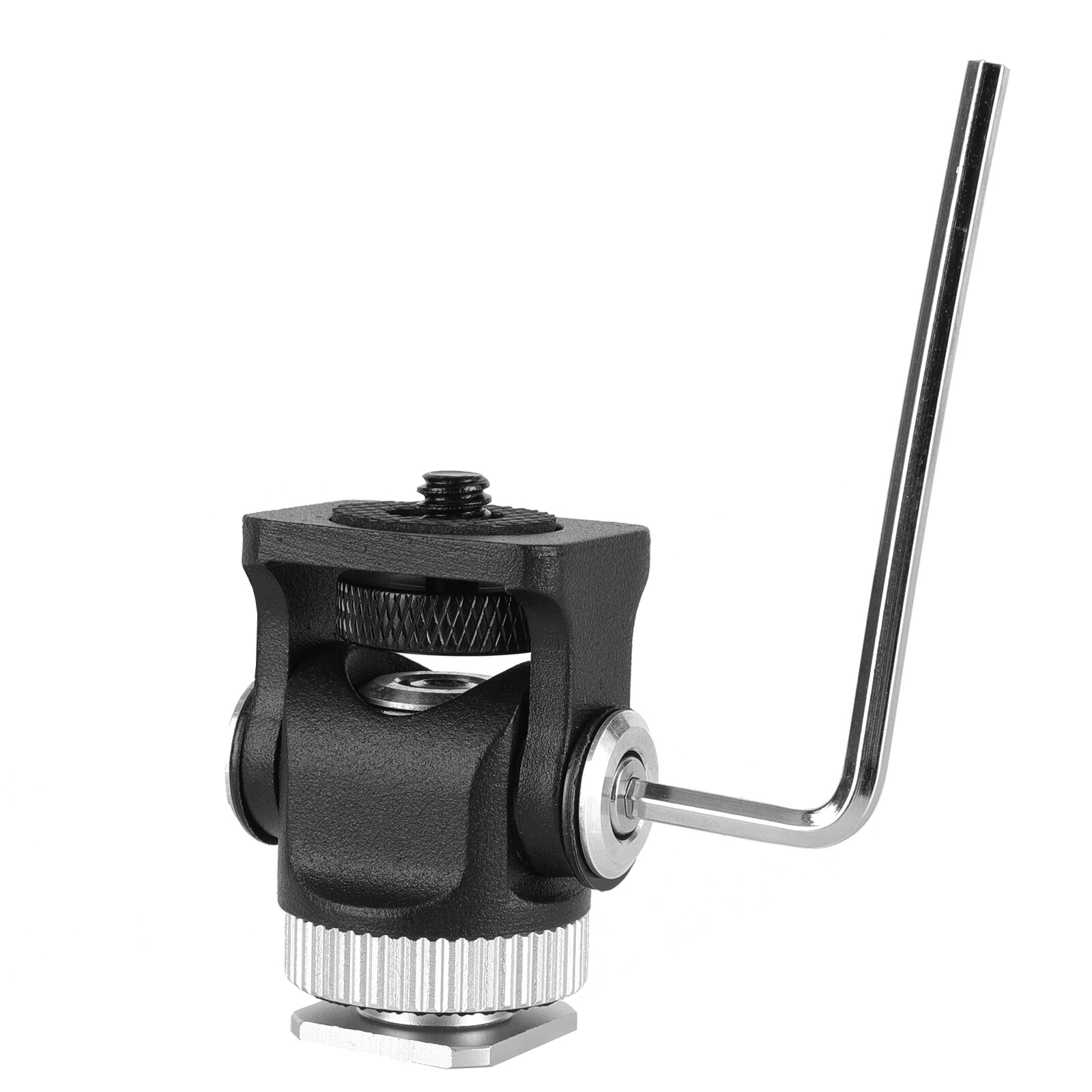 Field Monitor Mount on-Camera Microphone Bracket Stand LED Light Holder Base Adjustable Angle Tilt 175° Swivel 360° w/ Shoe