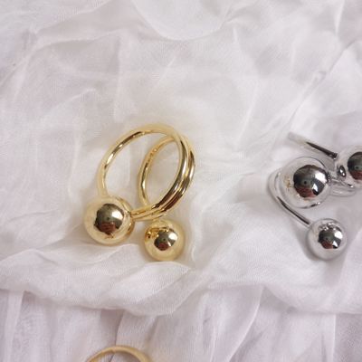 Punk Unregelmäßigen Silber Gold Farbe Metall Ball Ringe Für Frauen Europa Amerikanischen Mid Finger Knuckle Einstellbar Ringe bijoux: A