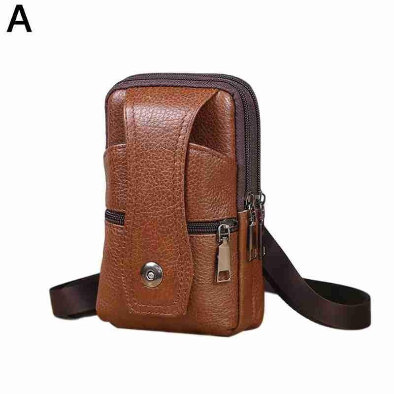 Men PU Leather Fanny Waist Bag Classic Texture Business Casual Phone Bag Purse Belt Bum Pouch: A