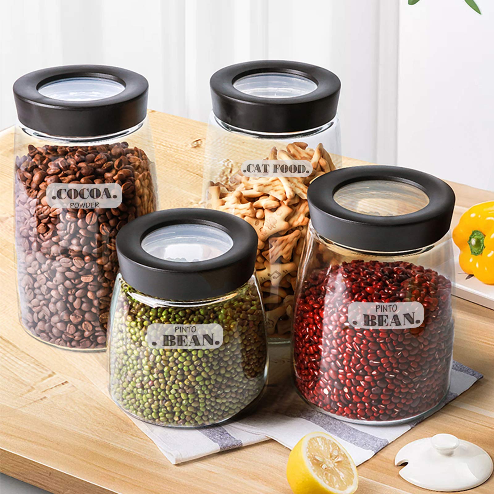 Kitchen Pantry Labels For Containers Transparent Food Stickers Home Storage Jar Waterproof Self-Adhesive Sticker 6/12 Sheets