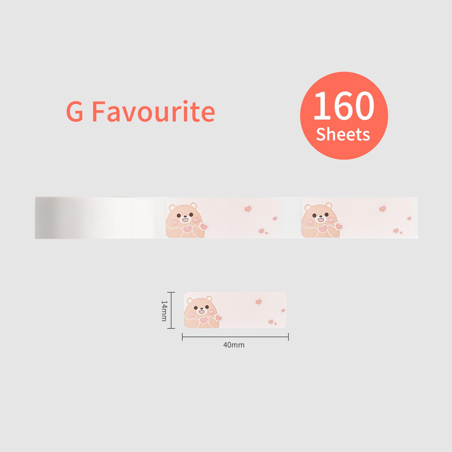 Colorful Label Paper Self-Adhesive Thermal Paper Roll 14*40mm 160sheets/roll Compatible with Phomemo D30 Thermal Printer: style 2