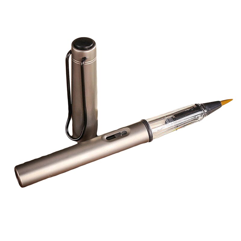 Fountains Style Water Soft Brush Pen Metal Refillable Ink Watercolor Pen For Painting Calligraphy Drawing Art Supplie Kids: Grey