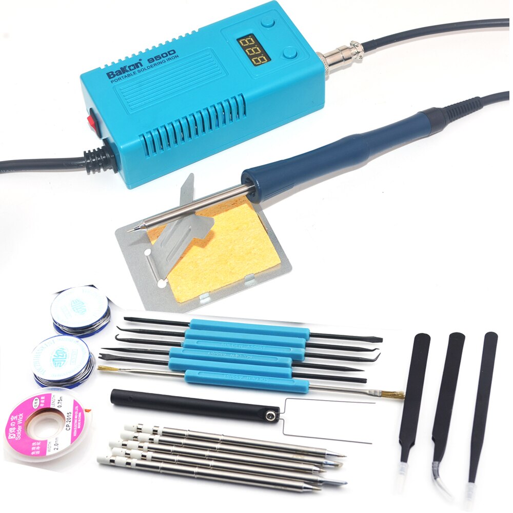 Stazione saldante portatile di digitale BGA del saldatore di BAKON 950D 110V/220V 75W mini con la punta di T13-I per FX-951/936 + cavo della lega per saldatura: 950D impostato ZH  5