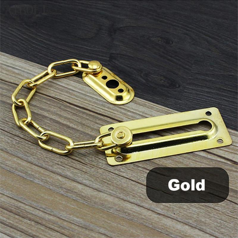 Stainless Steel Door Safety Lock Guard Chain Security Bolt Locks Cabinet Latch DIY Home Hotel Office Security Tools Gold Silver