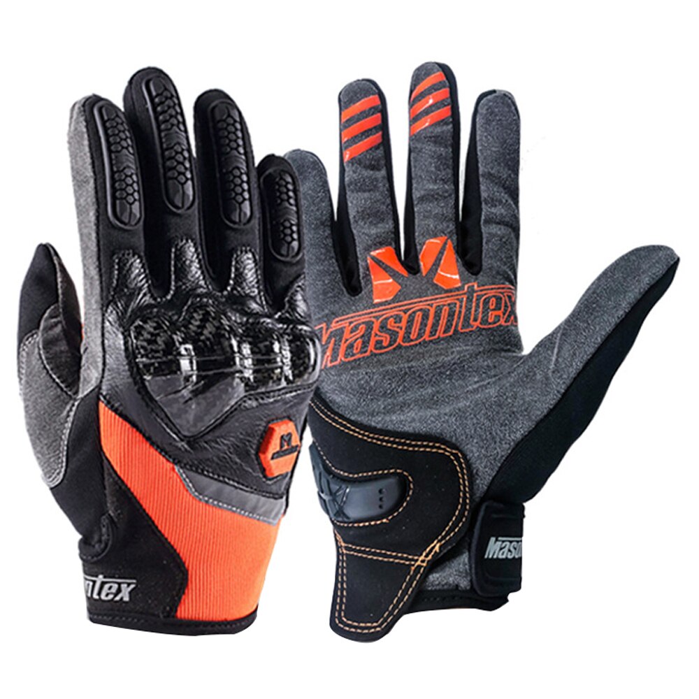 Yellow Motorcycle Gloves Carbon Fiber Guantes Touch Screen Motocross Racing Gloves Moto Reflective Motorbike Riding Gloves Men: M30 Orange / S
