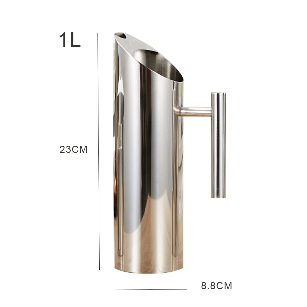 1L Straight Frozen Drinking Beverage Pitcher Ice-resistant Juice Beer Coffee Jug Kettle Stainless Steel Water Pot: 1L
