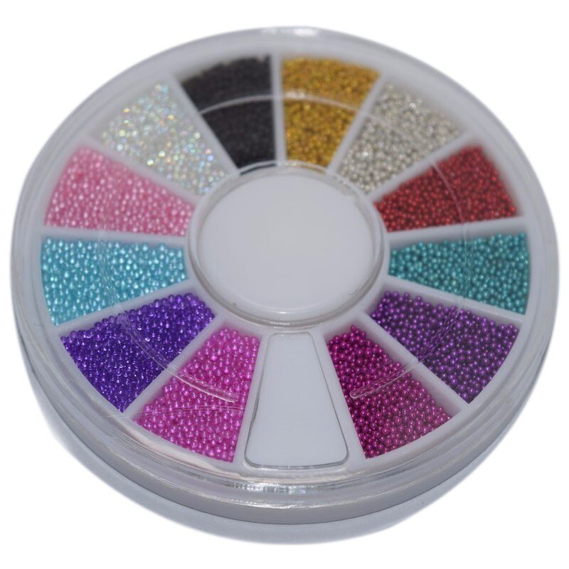 1 Doos 12 Kleuren Wiel Nail Art Gereedschap Magic Candy Kleur Caviar Kralen Manicure Microbeads Decoraties