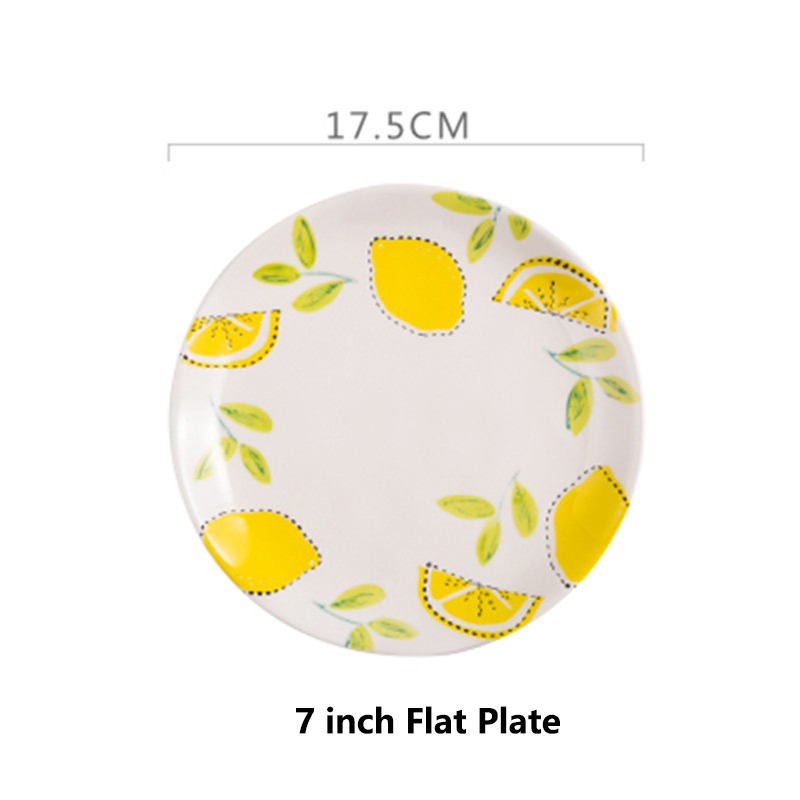 Lemon Pattern Dishes Dishes And Plates Sets Dinner Plates Steak Dish Bone China West Plate Dishes: 7inch Flat Plate