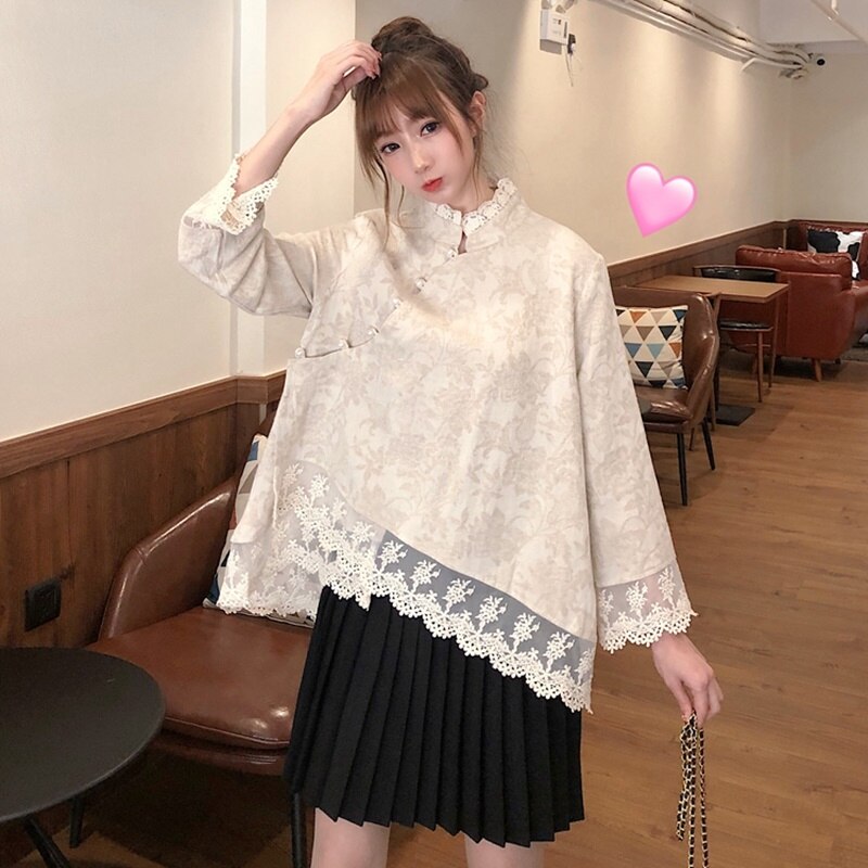 Ladies Chinese Tops Top Women Spring Retro Oblique Shirt Qipao Cheongsam Top Tea Chinese Style Clothing Women 10077: Default Title