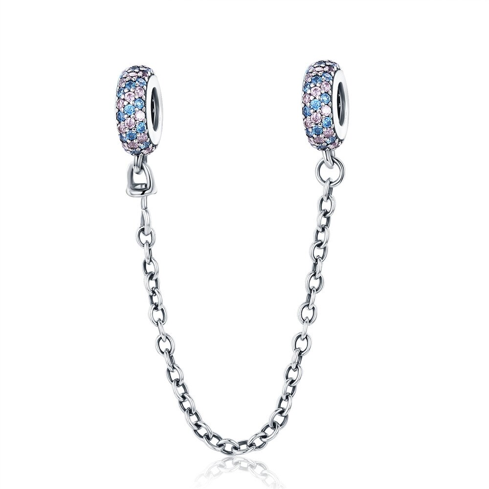 6 stil Echt 925 Sterling Silber Pflastern Inspiration Sicherheit Kette Charme Mit Klaren CZ Fit Original WOST Armband Schmuck BLC011