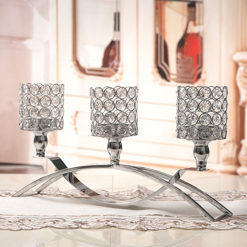 Candelabro de cristal Artificial velas para mesa de boda Centro candelero soporte para candelita candelero para decorar el hogar