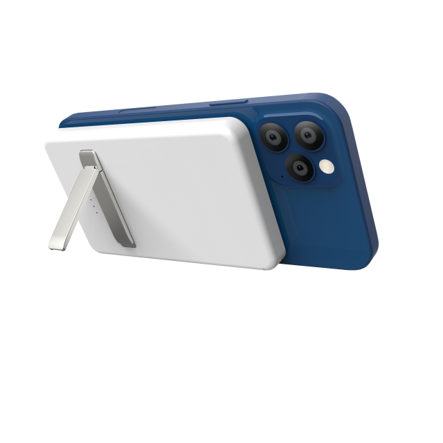 Magnetic Wireless Powerbank For iphone 12 Mini Pro Max 5000mAh Power Bank Rechargeable Batteries External Battery With Stand: White