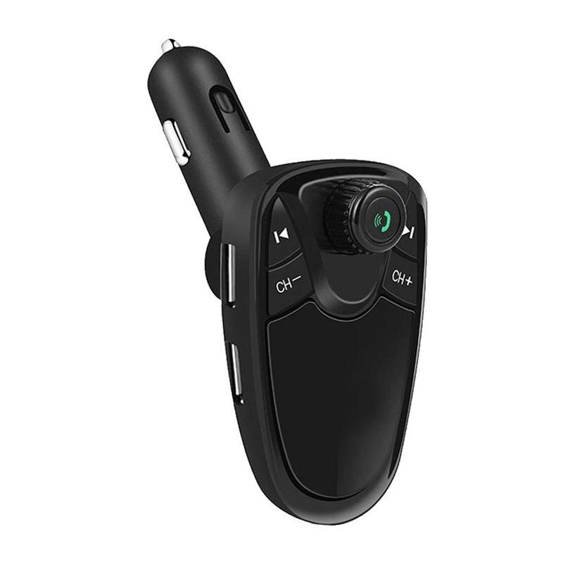 Bluetooth car FM transmitter AUX wireless radio adapter USB charger MP3 player: Black (A)