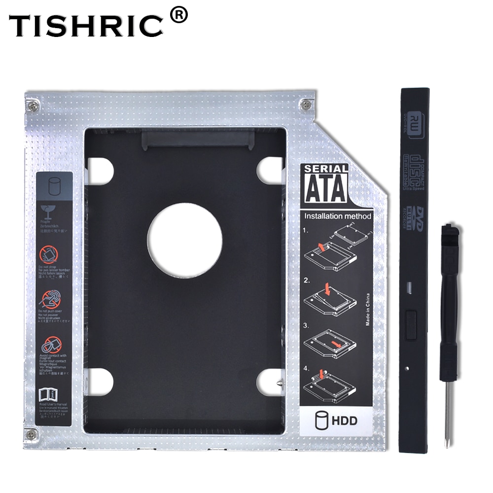 TISHRIC para Notebook CD DVD ODD 2ª HDD Caddy 9,5 12,7mm SATA con indicador LED para 2,5 SSD, carcasa HDD Optibay