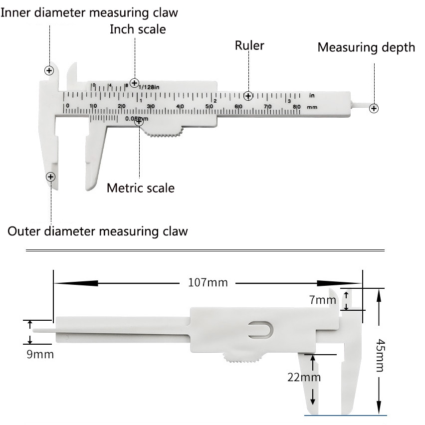 80mm/150mm Vernier Calipers mm-inch Double Rule Scale Aperture Depth Diameter Measure Tool Student DIY Model Making Mini Caliper