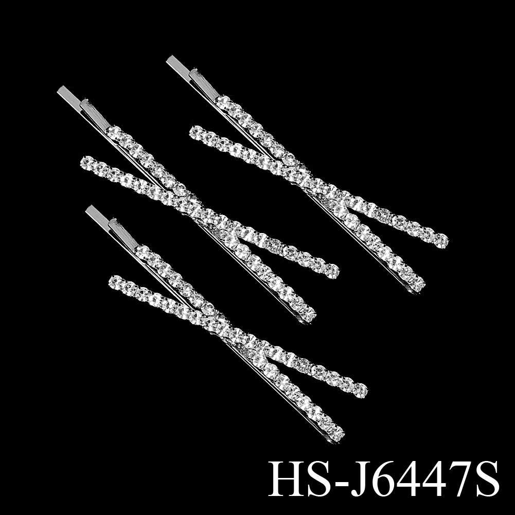 Bridal Barrettes Clear Crystal Women Hair Ornaments Hair Pins Women Hair Clips Bridal Hair Jewelry Accessories: Dark Khaki