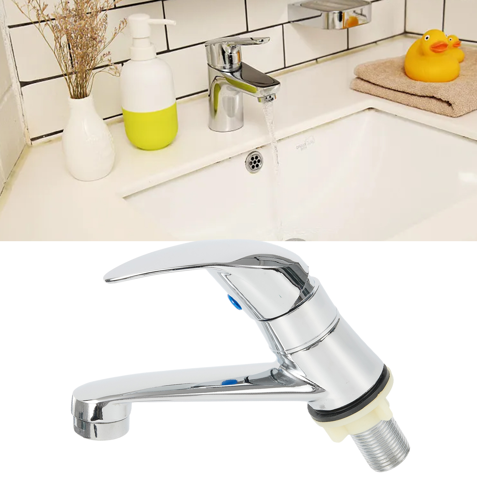 Badkamer Wastafelkranen Enkele Koudwaterkraan Zilver Badkamerkranen Enkele Handgreep Badrandcombinaties Wastafelkranen Hardware Accessoires