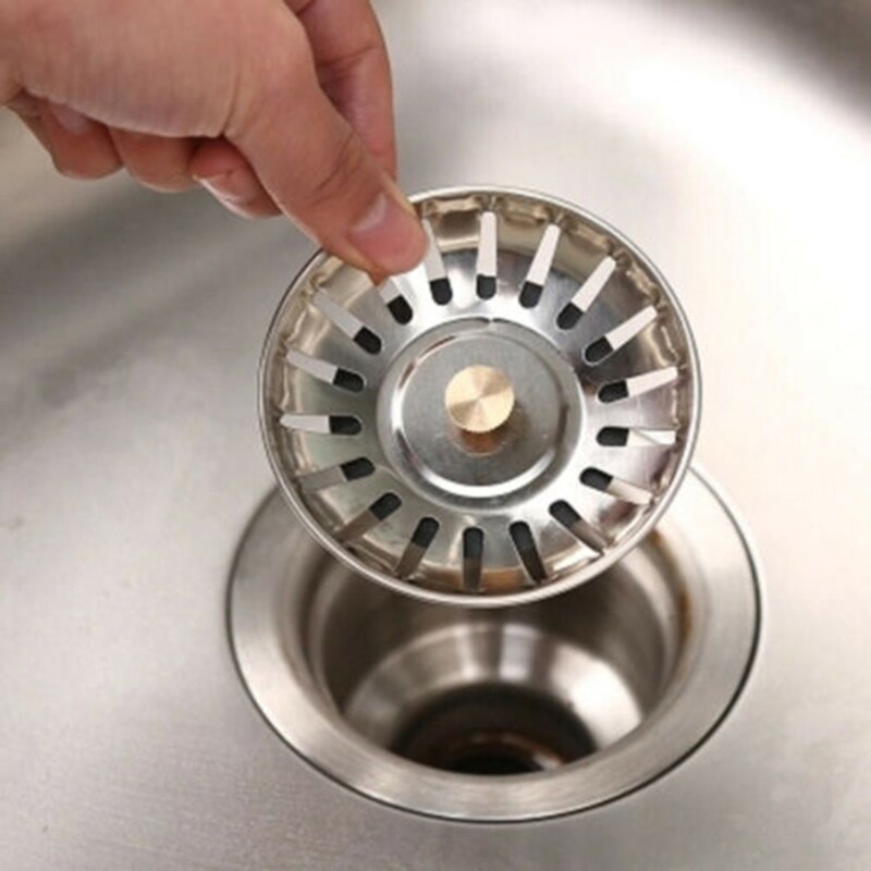 Kitchen Stainless Steel Sink Waste Strainer Plug Drain Stopper Basket Filter Tools _WK