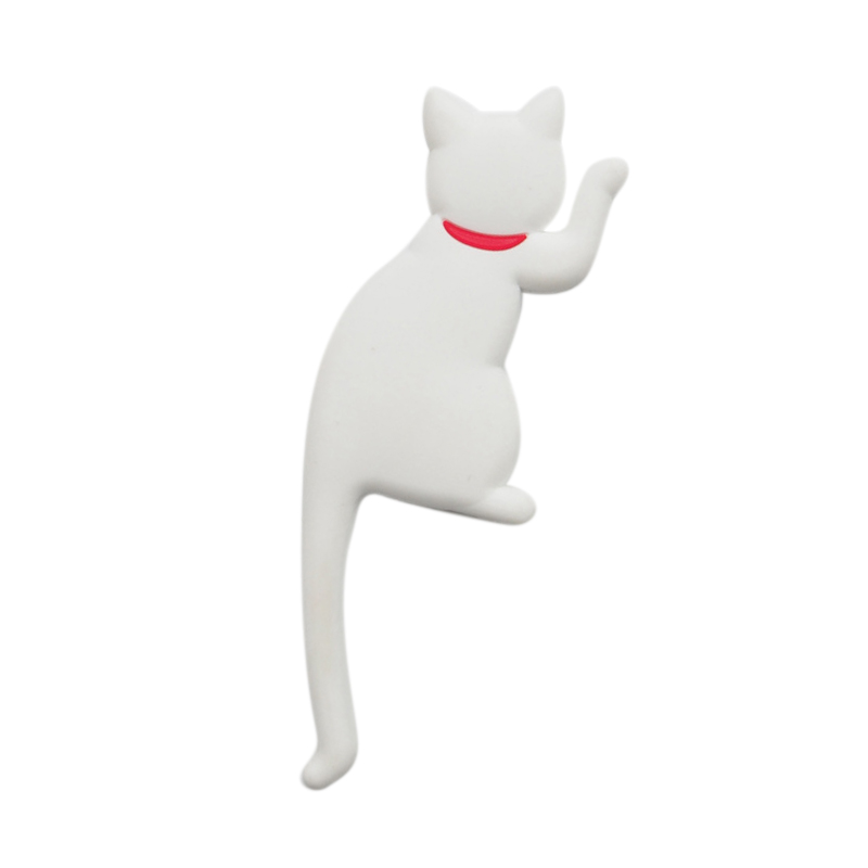 Cartoon Cat Tail Refrigerator Magnet Hook Cute Cat Home Powerful Magnet Hook Multi-functional Storage Hanging Hooks: white