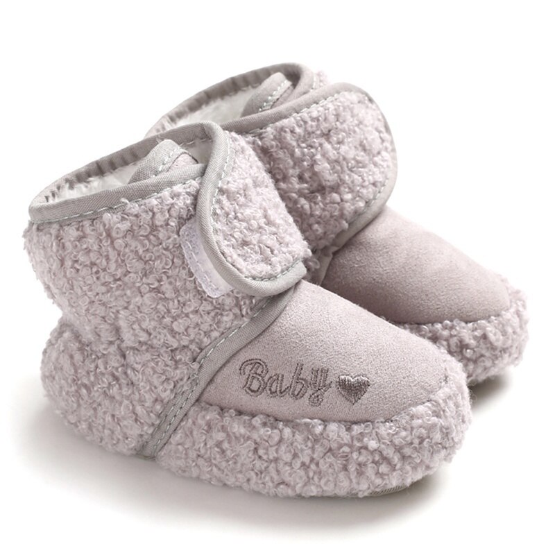 Chaussures unisexes antidérapantes pour bébés, bottes chaudes, mignonnes, en velours, avec motif d'amour décoratif, pour automne et hiver: YTM2188H / 12-18M