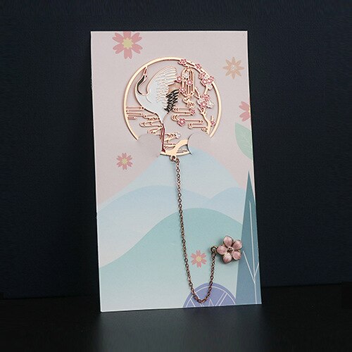 EZONE 1pc metal zakładka żuraw Sztuka zakładka wykwintne pomponem wisiorek dzień nauczyciela dzień matki prezent szkolne materiały biurowe: T5