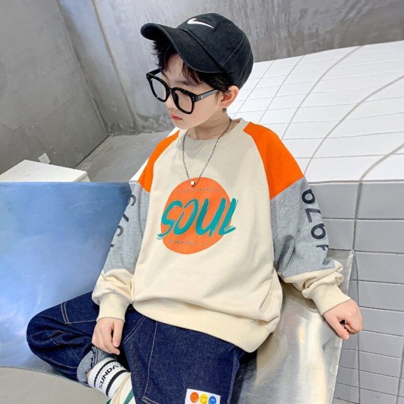 Sweat-shirt à capuche pour garçon et fille, style coréen, vêtements d&#39;extérieur pour enfants de 8, 10, 12 et 14 ans, collection printemps-automne 2022: Beige / 14