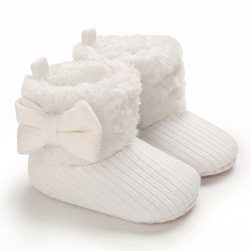 Toddler Cute Baby Girls Shoes Soft Sole Bootie Bow Shoes Winter Warm Snow Boot Shoes 0-18M Season: WHITE / M