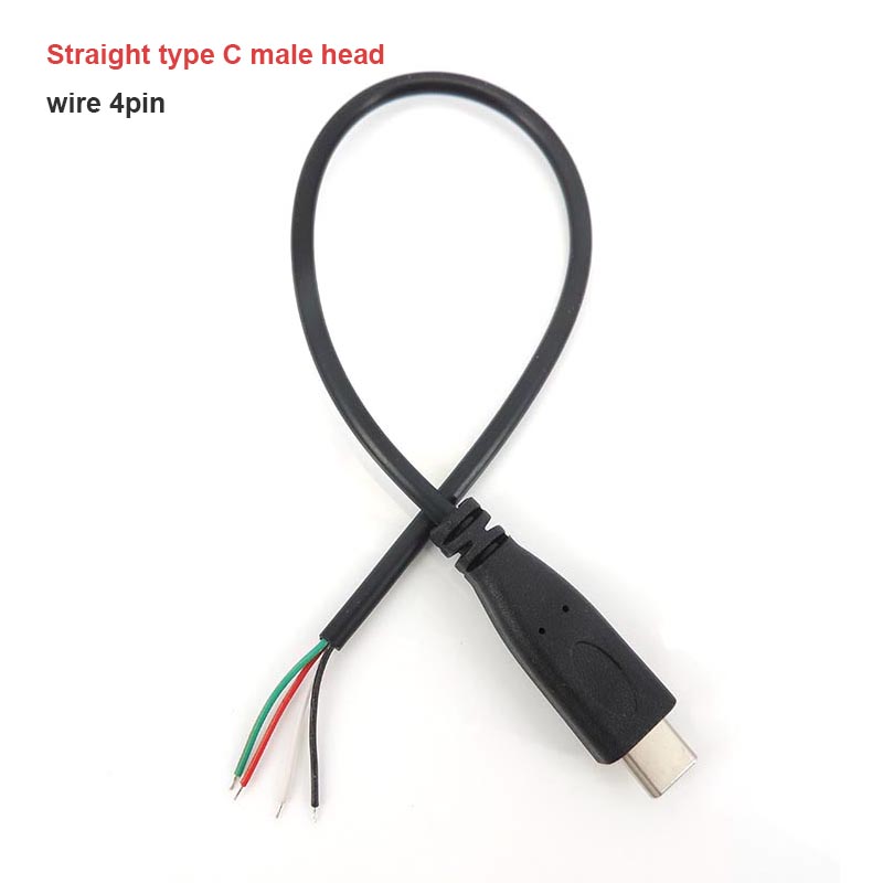 0.25M Draad 2 4 Pins Kern Usb 2.0 Type C Mannelijke Vrouwelijke Kabel Haakse Stekker Verlengstuk Diy Reparatie Data Opladen 25Cm U: MULTI