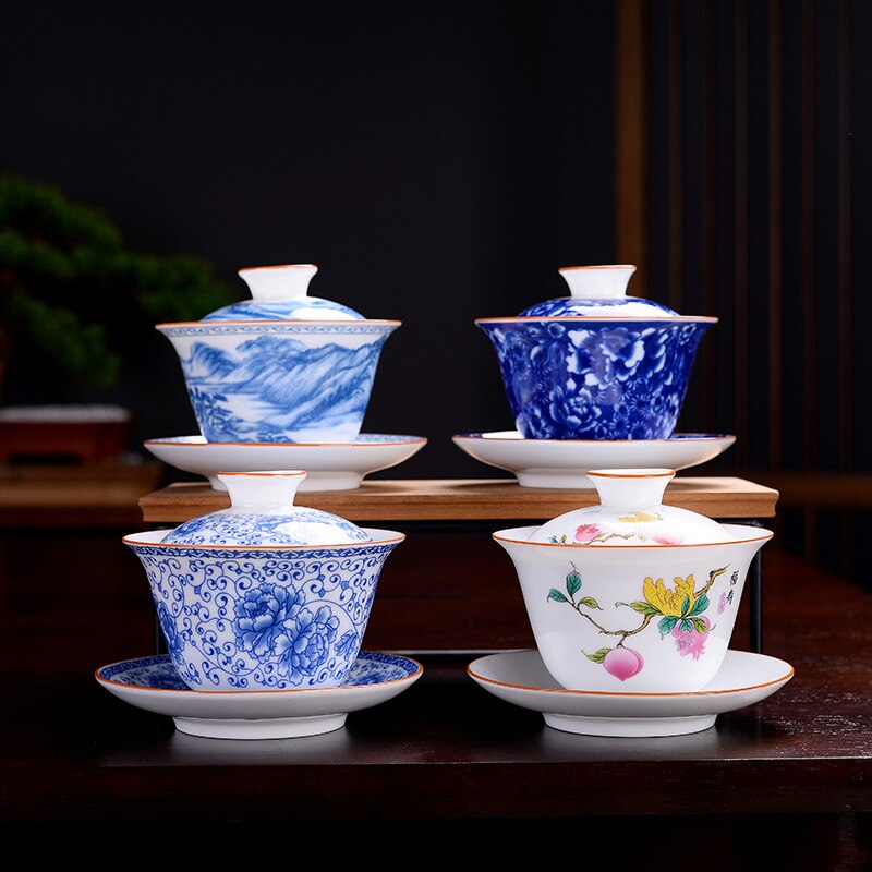 Kinesiske traditioner gai wan teskål ben kina tesæt dehua gaiwan te porcelæn grydesæt til rejse smuk og let kedel