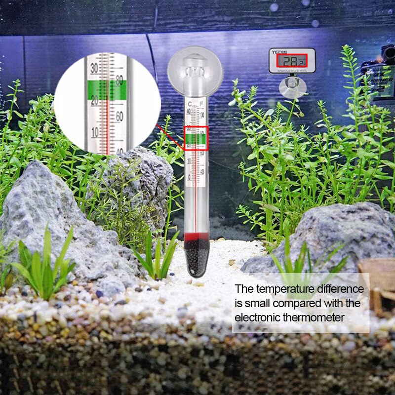 Tauch Thermometer für Glas Aquarium, Zubehör für Wasser Temperatur Messung, Wasserdicht Saugnapf