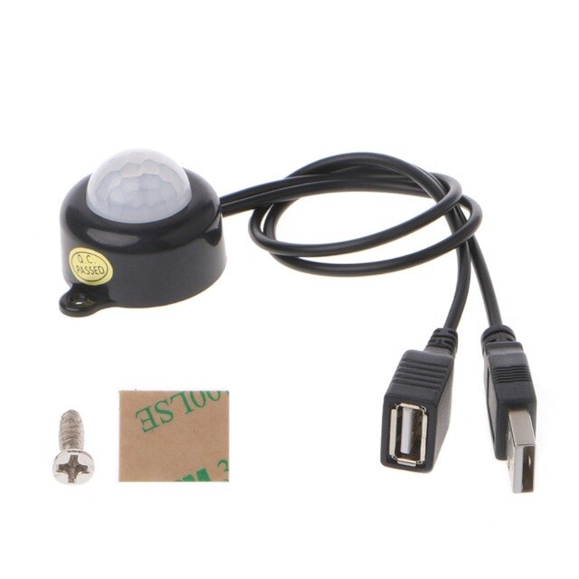 DC 5-24V/5A With USB Plug Human Body Infrared PIR Motion Sensor Switch For LED Strip Night Lights: black