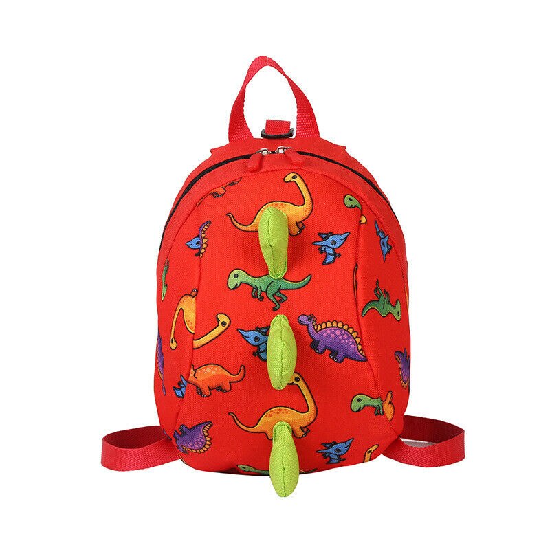 Cute Baby Kid Seat Belt Traction School Bag Prevent Lost Cartoon Animal Pattern Backpack: Dinosaur Red