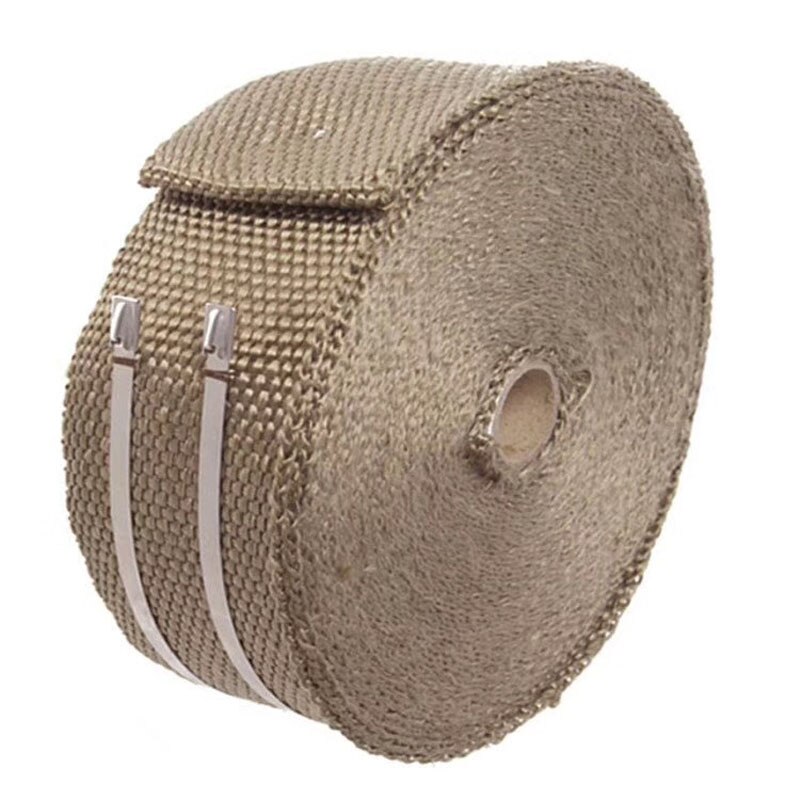 10 m venta caliente de calor de escape thermo wrap escudo tan protectora cinta aislante a prueba de fuego de tela rollo kit para