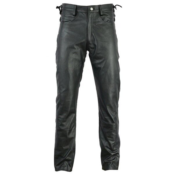 Wepbel herre goth steampunk pu skinnbukse motorsykkel stein rull slank legging bukser vår høst varme lange bukser pluss str.: Xxxl / Svart