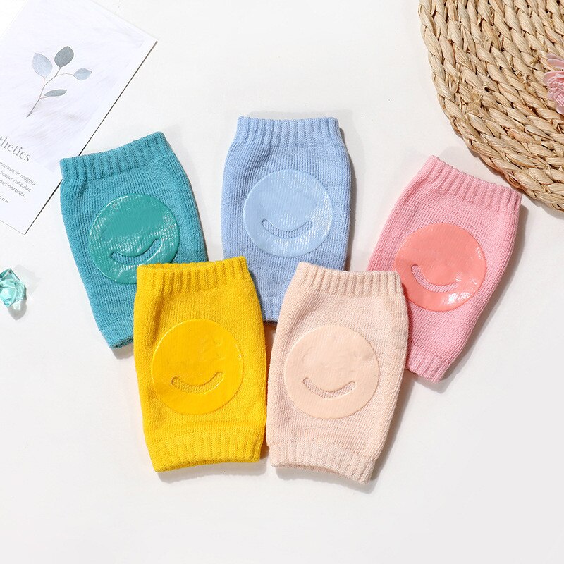 Coudières/genouillères antidérapantes pour enfant, pour garçon ou fille, accessoires de protection des coudes et des genoux pour bébé et nourrissons unisexe, avec une forme de sourire, pour la sécurité, chauffe-jambes