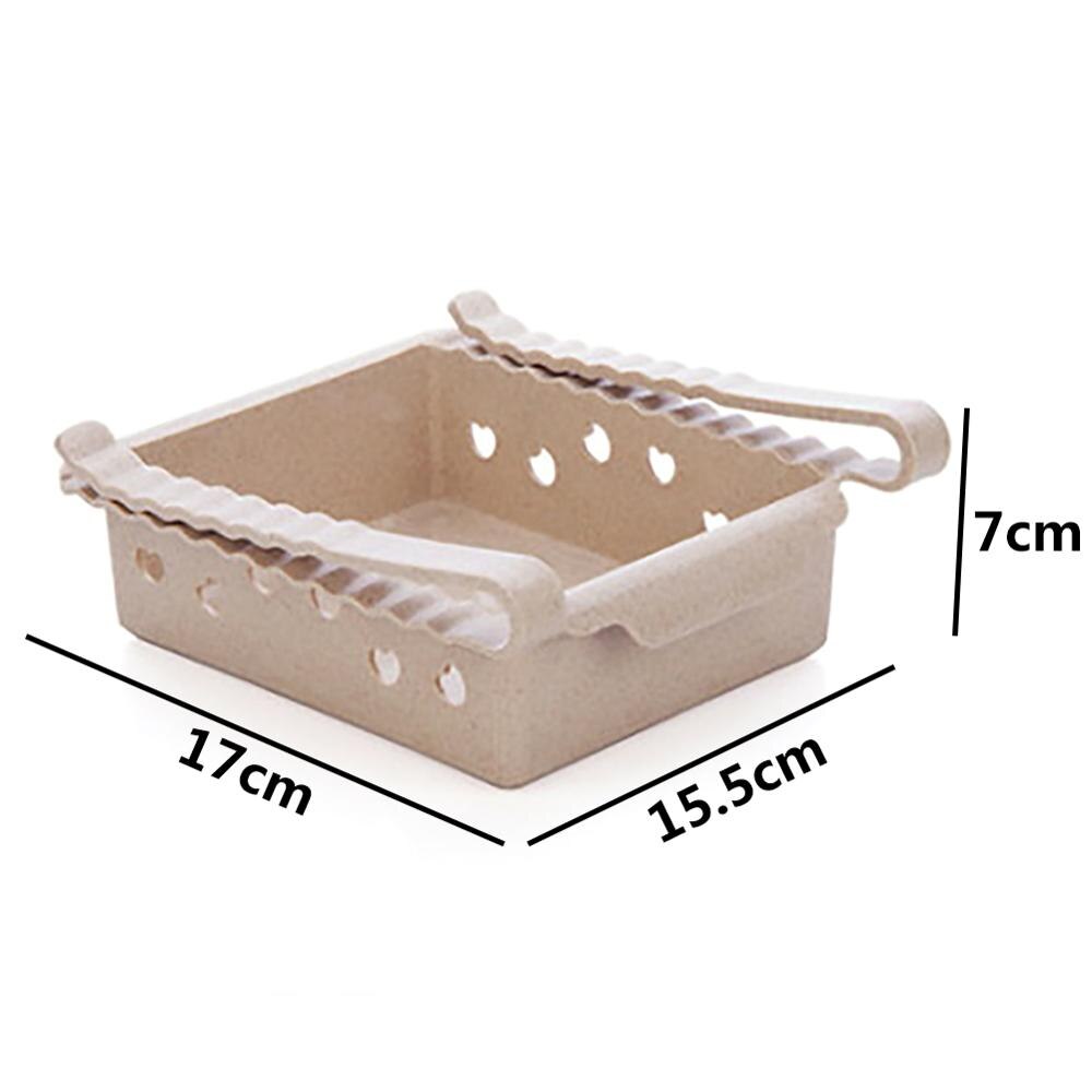 Kitchen Refrigerator Storage Rack Fridge Freezer Shelf Holder Pull-out Drawer Organiser Space Saver Organizer: A Beige
