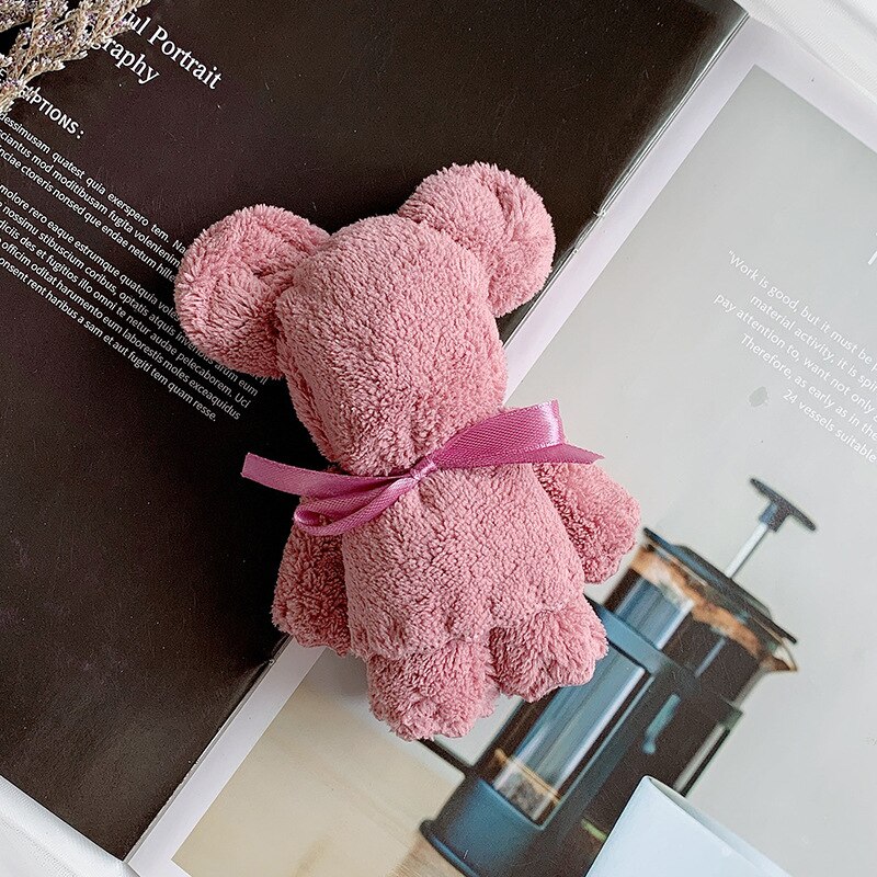 30x30cm Corail Velours Ours Petite Serviette Absorbant Corail Polaire Visage Petite Serviette D'affaires De Mariage De Serviettes De Bain: Rose pink