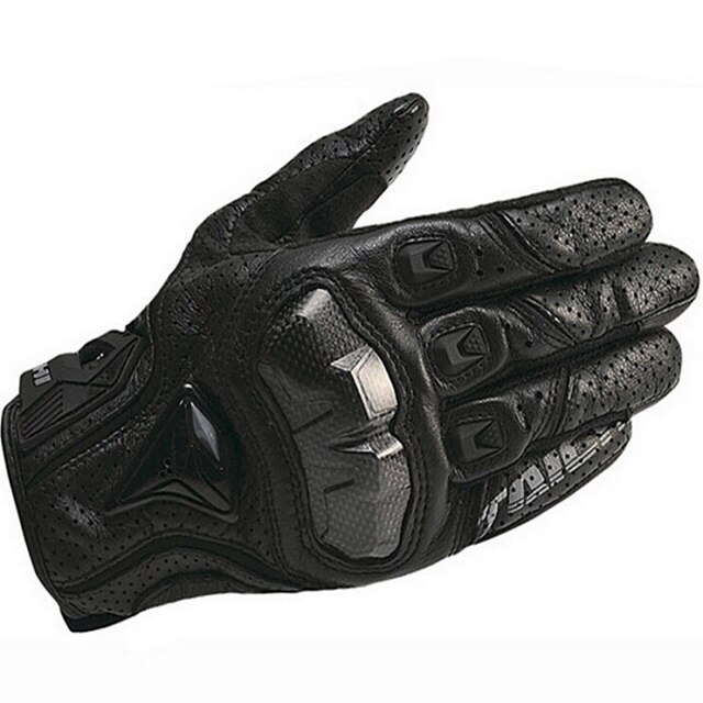TAICHI RST390 Motorrad Vollleder Kohlefaser Handschuhe Offroad Motorrad Rennen atmungsaktive perforierte Schutzhandschuhe: Schwarz / XL