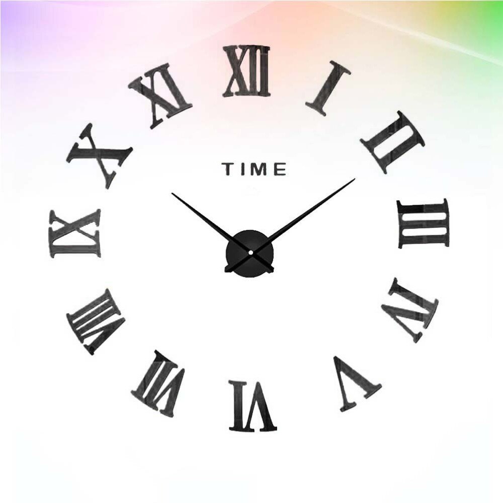 Foreign Trade Best-selling Oversized Wall Clock Acrylic Mirror Surface Oversized Wall Clock Digital Oversized Wall Clock 3D Thre: Black