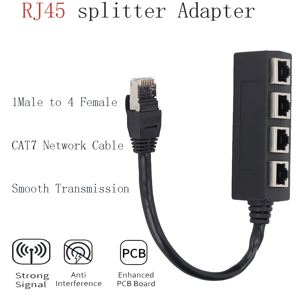 Ethernet-kabelsplitter Netwerkadapter Ethernet-splitter 1 naar 2 / 3/4 kabel RJ45 LAN Ethernet-connectoradapter