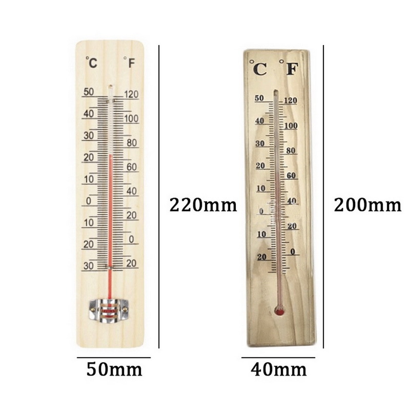 Vertical Thermometer Wooden Wall Temperature Gauge Monitor Home Indoor Outdoor Hygrometer Thermometer Household Thermometer