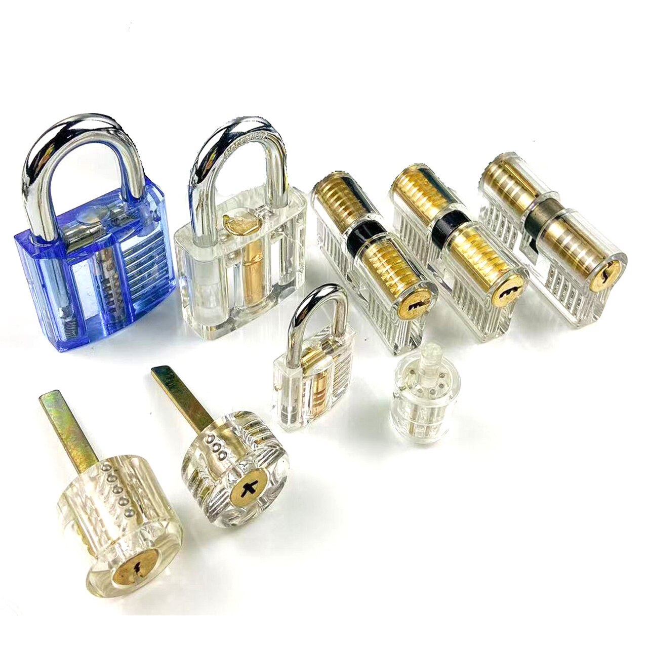 Transparent Lock Combination with Keys,9pcs Locksmith Lock Family,7pcs Lock Traning Set,5pcs Economic Lock for Picking: 9pcs locks