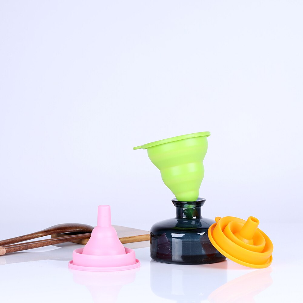 1 pc DIY Food-Grade Folding Silicone Funnel Household Liquid Dispensing Mini Funnel Random Color Kitchen Tool