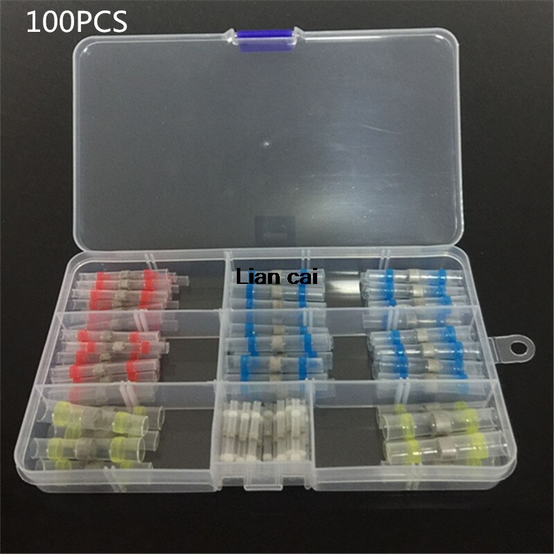 100/75/50Pcs Electrical Wire Connectors Insulated Solder Sleeve Tube Heat Shrink Sorder Terminal Waterproof Butt Connectors Kit