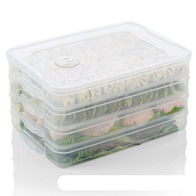 dumpling oppbevaringsboks plast kjøleskap frisk-holde 2-4 etterslep bærbar stabelbar dumpling container holder organizer: 2
