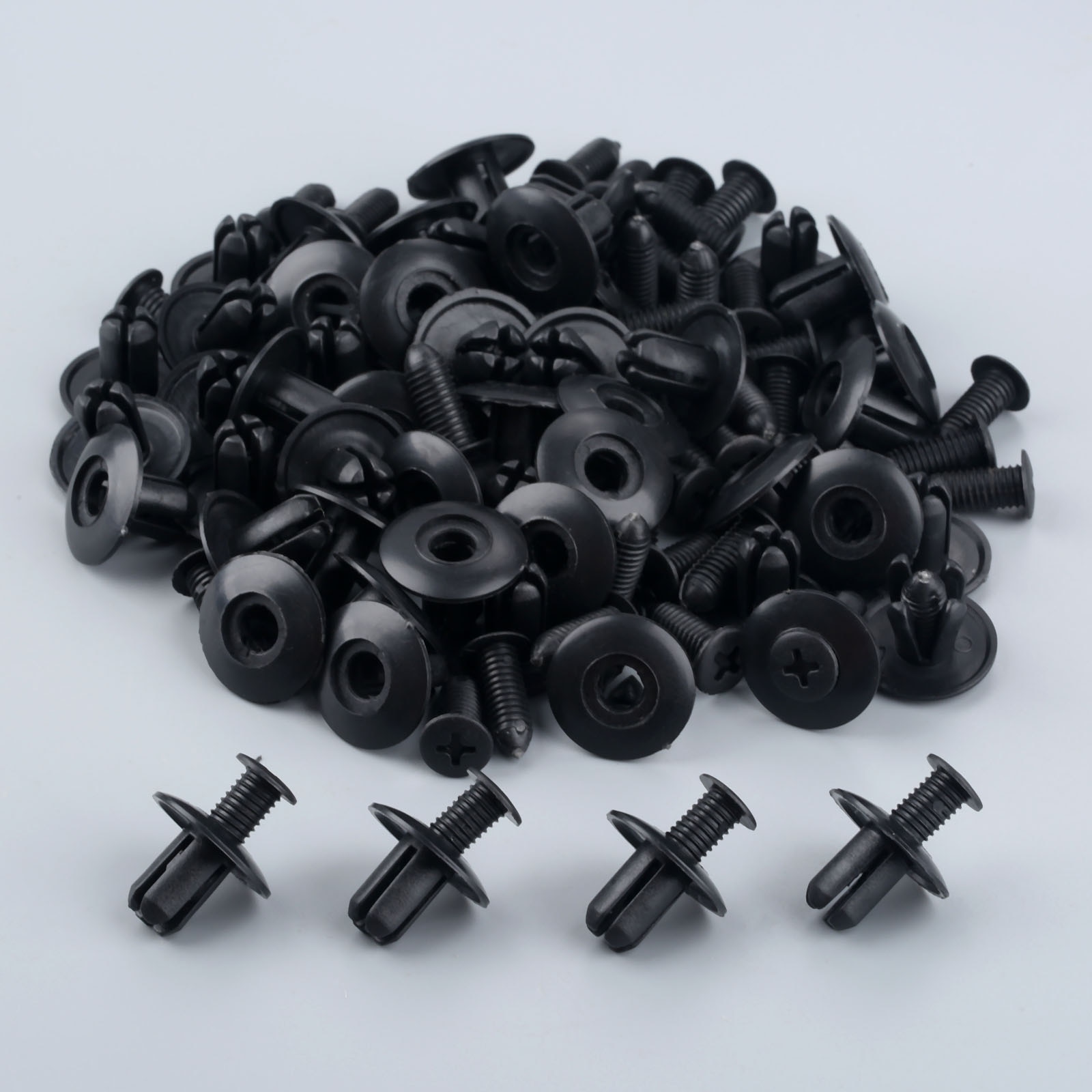 50Pcs/set 8mm Hole Door Rivet Plastic Clip Fasteners Black Rivet Fasteners Auto Fasteners For Cars C20 Plastic Rivets