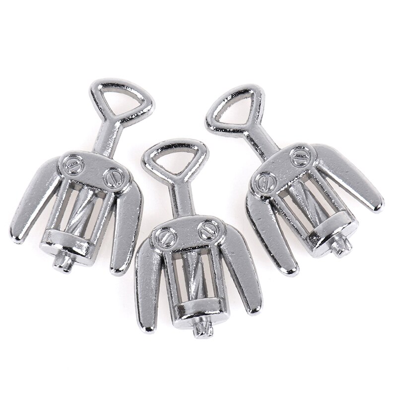 3pcs Metal Wine Bottle Openers Corkscrew for 1/12 Dollhouse Kitchen Bar Miniature Decoration Dollhouse Furniture Toys