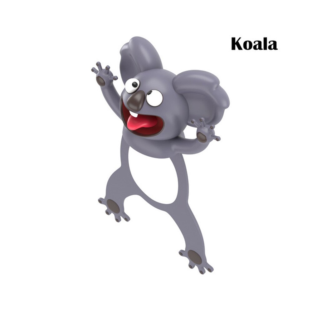Marcapáginas de lectura de estilo Animal de dibujos animados en 3D, marcadores divertidos de PVC, suministros de papelería escolar, marcapáginas de para niños: koala
